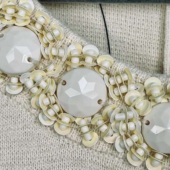 NWT Silk & Cotton Blend Embellished Shell Tank Cream Talbots Women XL Old Money - Picture 6 of 13